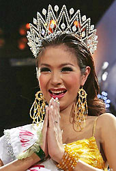 Tanyarat Jirapatpakon is crowned after winning the Miss International Queen